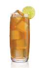 The Karamel Tea drink is made from Stoli Salted Karamel vodka, peach tea and fresh lemon juice, and served over ice in a highball glass.