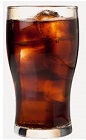 The Killer Cola is a dark brown colored drink made from Burnett's coconut rum and Coca-Cola, and served over ice in a highball glass.