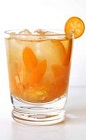 The Kumquat Ginger Caipirinha is not only a fun thing to say, it's also a great drink recipe. An orange colored cocktail made from Leblon cachaca, kumquats, ginger and sugar, and served in a rocks glass over ice.