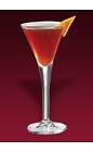 The Le Sang et Sable cocktail recipe is made from Dubonnet Rouge, Hine H cognac, Cherry Heering cherry brandy, blood orange juice and lemon juice, and served in a chilled cocktail glass.