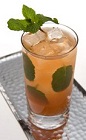 The Leblon Blood Orange Mojito drink recipe is made from Leblon cachaca, lime juice, simple syrup, mint, blood orange juice and club soda, and served over ice in a highball glass.