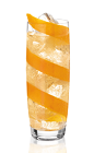 The L'Escalier is an orange drink made from Noilly Prat, cognac, orange and ginger ale, and served over ice in a highball glass.