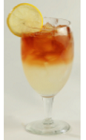 The Light Half and Half is a skinny cocktail made from Effen black cherry vodka, Crystal Light lemonade, iced tea and Splenda sugar substitute, and served over ice in a stemmed glass.