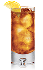 The Limon and Iced Tea is a brown drink made from Bacardi Limon rum, lemon and iced tea, and served over ice in a highball glass.