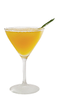 The Mango Margarita cocktail recipe is made from Lunazul reposado tequila, triple sec, lime juice, mango puree and simple syrup, and served in a chilled cocktail glass.