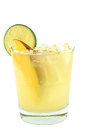 The Mango Tango is a yellow colored drink made from Smirnoff Mango vodka, banana liqueur, pineapple juice and lime juice, and served over ice in a rocks glass.
