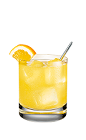 The Mash-Mellow is a yellow colored drink made from Smirnoff marshmallow vodka, lemonade, lemon juice and club soda, and served over ice in a rocks glass.