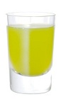 The Midori Bomb is a green shot made from Midori melon liqueur, dark rum and orange juice, and served in a chilled shot glass.