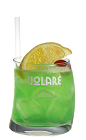 The Melon Sour is a green colored drink recipe made from Volare Melon liqueur and sweet and sour mix, and served over ice in a rocks glass garnished with a lemon wedge and a maraschino cherry.