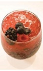 The Mixed Berry Caipirinha brings together the flavors of summer berries to create a unique Brazilian-themed cocktail. A red colored drink recipe made from Leblon cachaca, blueberries, blackberries and raspberries, and served over crushed ice in a rocks glass.