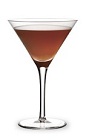 The Mochatini is a brown drink made from creme de cacao, Kahlua coffee liqueur and vanilla vodka, and served in a chilled cocktail glass.