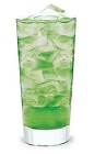 The Newton's Cocktail is a green colored drink made from melon liqueur, Pucker sour apple schnapps and sour mix, and served over ice in a highball glass.