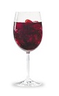 The One and One Razz Sangria is made from raspberry schnapps, red wine, fresh fruit and club soda, and served with ice in a wine glass.