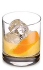 The Oranje Bronx is an orange colored drink made form Ketel One Oranje vodka, sweet vermouth and orange juice, and served over ice in a rocks glass.