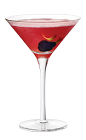 The Parisian Cosmopolitan cocktail is made from Chambord flavored vodka, sour mix and cranberry juice, and served in a chilled cocktail glass.