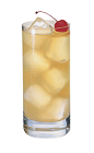 The Passion Lemonade is made from Smirnoff passionfruit vodka and lemonade, and served over ice in a highball glass.