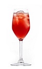 The Passionate Bishop cocktail recipe is made from 42 Below Passion vodka, passion fruit syrup, orange juice, lemon juice and red wine, and served over ice in a wine glass.