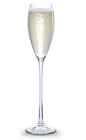 The Peachtree Belini is a clear colored cocktail made from peach schnapps and champagne, and served in a chilled wine glass.
