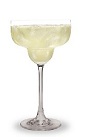 The Perfect Margarita is made from triple sec, tequila, lime juice and agave nectar, and served in a margarita glass.