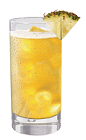 The Pina Cinnaster is an orange drink made from Cinnaster cinnamon vanilla liqueur, pineapple juice and club soda, and served over ice in a highball glass.