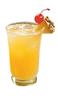 The Pineapple Sparkler is a yellow drink made from Southern Comfort cherry, pineapple juice and club soda, and served over ice in a highball glass.