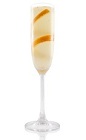 The Plata Fizz is a clear cocktail made from Patron tequila, elderflower liqueur, champagne and orange, and served in a chilled champagne flute.