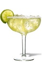 The Premium Margarita is a classic cocktail made from El Jimador Anejo tequila, triple sec and sour mix, and served in a salt-rimmed margarita glass.