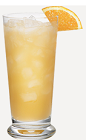 The Pumpkin Punch drink recipe is an orange colored cocktail perfect for Thanksgiving dinner. Made from Burnett's pumpkin spice vodka, cranberry juice and orange juice, and served over ice in a highball glass.