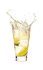 The Red Ginger drink is made from Malibu Red, ginger ale and lime, and served over ice in a highball glass.