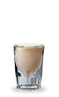 The Red Irish Bliss is a brown shot made from Jim Beam Red Stag bourbon, Bailey's Irish cream and Frangelico hazelnut liqueur, and served in a chilled shot glass.