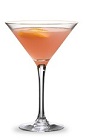 The Rio Cosmo is a peach colored cocktail made from citrus vodka, Cointreau orange liqueur, cranberry juice and lime juice, and served over ice in a cocktail glass.