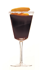 The Roba Dolce cocktail recipe is mamde from Creole Shrubb orange liqueur, Averna Amaro and espresso, and served in a wine glass.