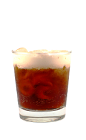The Root Beer Float drink is made from Smirnoff Root Beer vodka, Cointreau orange liqueur, cola and cream, and served over ice in a rocks glass.