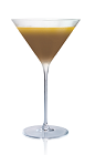 The Salted Tootsie Roll cocktail is made from Stoli Salted Karamel vodka, dark creme de cacao and orange juice, and served in a chilled cocktail glass.