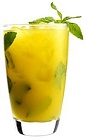 The Sejuicer cocktail is an orange colored drink studded with hints of green peeking though its sweet and tempting body. Made from 42 Below Kiwi vodka, mint and mango juice, and served over ice in a highball glass.