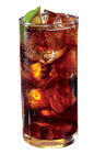 The SoCo Cola is a brown colored drink made from Southern Comfort and Coke or Pepsi, and served over ice in a highball glass.