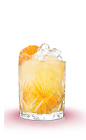 The Songbird is an orange colored cocktail made from Mandarine Napoleon, lemon juice, orange juice and ginger beer, and served over ice in a rocks glass.