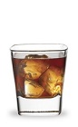 The Southern Buster is a brown drink made from Disaronno, bourbon and cola, and served over ice in a rocks glass.