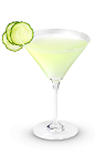 The Spa is a relaxing light green colored cocktail made from New Amsterdam gin, cucumber, vanilla syrup, water and sugar, and served in a chilled cocktail glass.