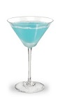 The Sparkling Glacier is a cool blue cocktail made from blue curacao, triple sec, sour mix, orange vodka and champagne, and served in a chilled cocktail glass.