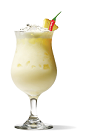 The Sriracha Diablo Colada cocktail is a tropical drink with a hint of heat. Made from UV Sriracha vodka, pina colada mix, pineapple juice and orange juice, and served over ice in a chilled glass.