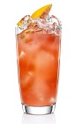 The Sun Breeze is a tart pink drink made from Malibu Sunshine coconut citrus rum and pink grapefruit juice, and served over ice in a highball glass.