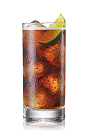 The Superior Cola is a brown drink made from Bacardi Superior rum, lime and cola, and served over ice in a highball glass.