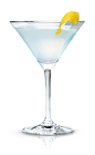 The Berried Treasure is a blue colored cocktail made from New Amsterdam red berry vodka, lemonade and white creme de cacao, and served in a chilled cocktail glass.
