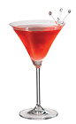 The PAMA Pine cocktail recipe brings together tropical flavors to make a great tasting cocktail. A red colored drink made from PAMA pomegranate liqueur, pineapple vodka and lime juice, and served in a chilled cocktail glass.
