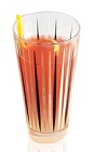 The Patron Lilly is a red drink made from Patron tequila, lemon juice, simple syrup and rose sparkling wine, and served in a highball glass.