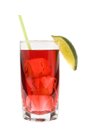 The Throw Rocks is a tempting red colored drink made from Big House Tupelo honey bourbon, cranberry juice and club soda, and served over ice in a highball glass.