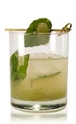 The Tia Marta is a green drink made from Patron tequila, basil, green grapes, lime juice and agave nectar, and served over ice in a rocks glass.