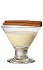 The Toasted Cinn is a cream colored shot made from Cinnaster cinnamon vanilla liqueur, butterscotch schnapps and heavy cream, and served with cinnamon in a chilled shot glass.
