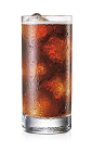The Torched Cherry Cola is a brown drink made from Bacardi Torched Cherry rum and Coke or Pepsi, and served over ice in a highball glass.